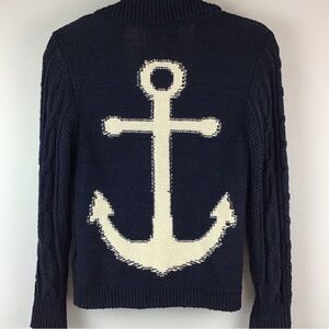 Anthropologie Navy Sweater with Anchor Design xs